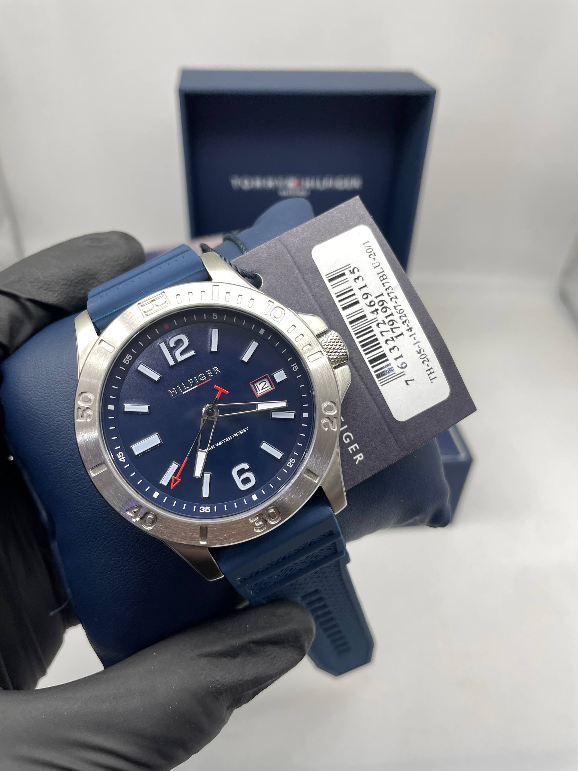 Tommy Hilfiger navy knurled bezel chronograph watch