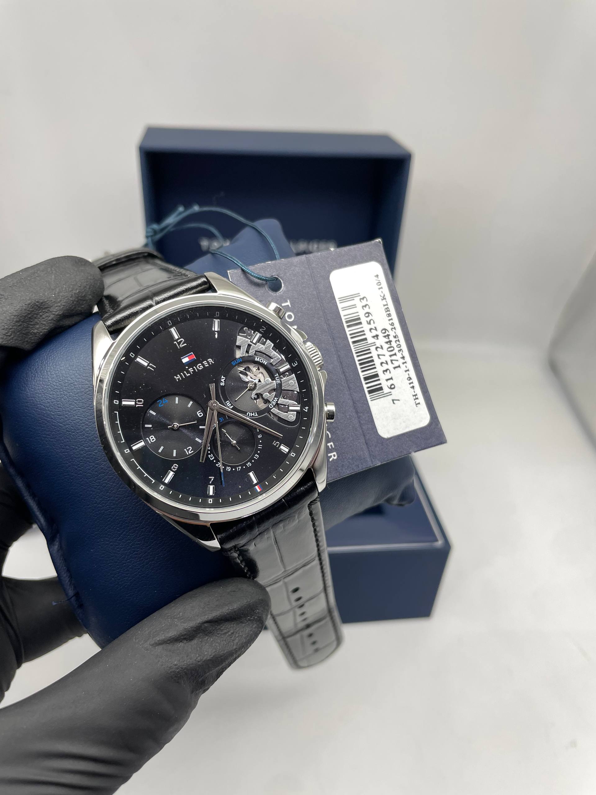 Tommy Hilfiger rose gold-tone blue skeleton watch