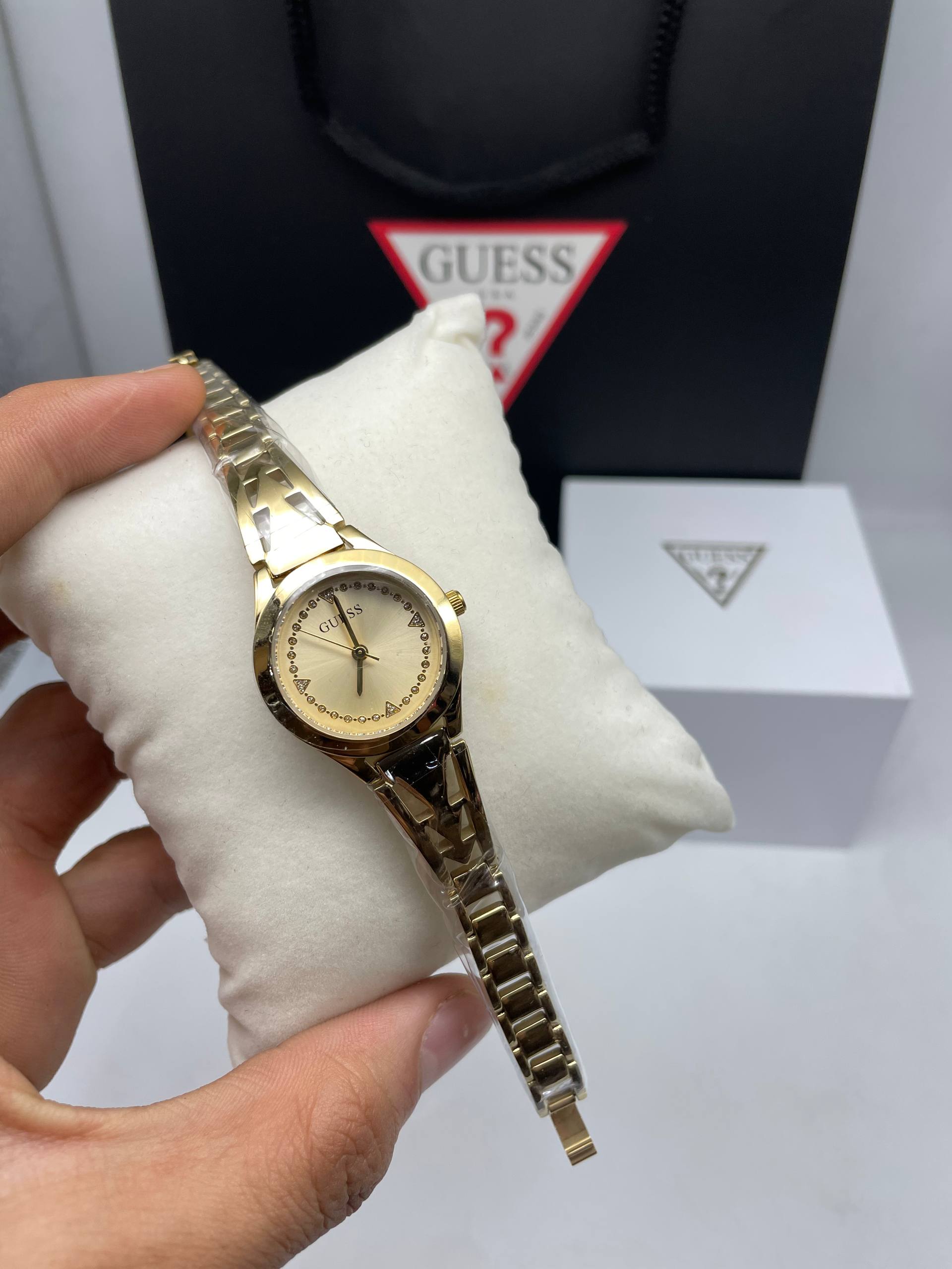 Guess gold-tone slim dress watch