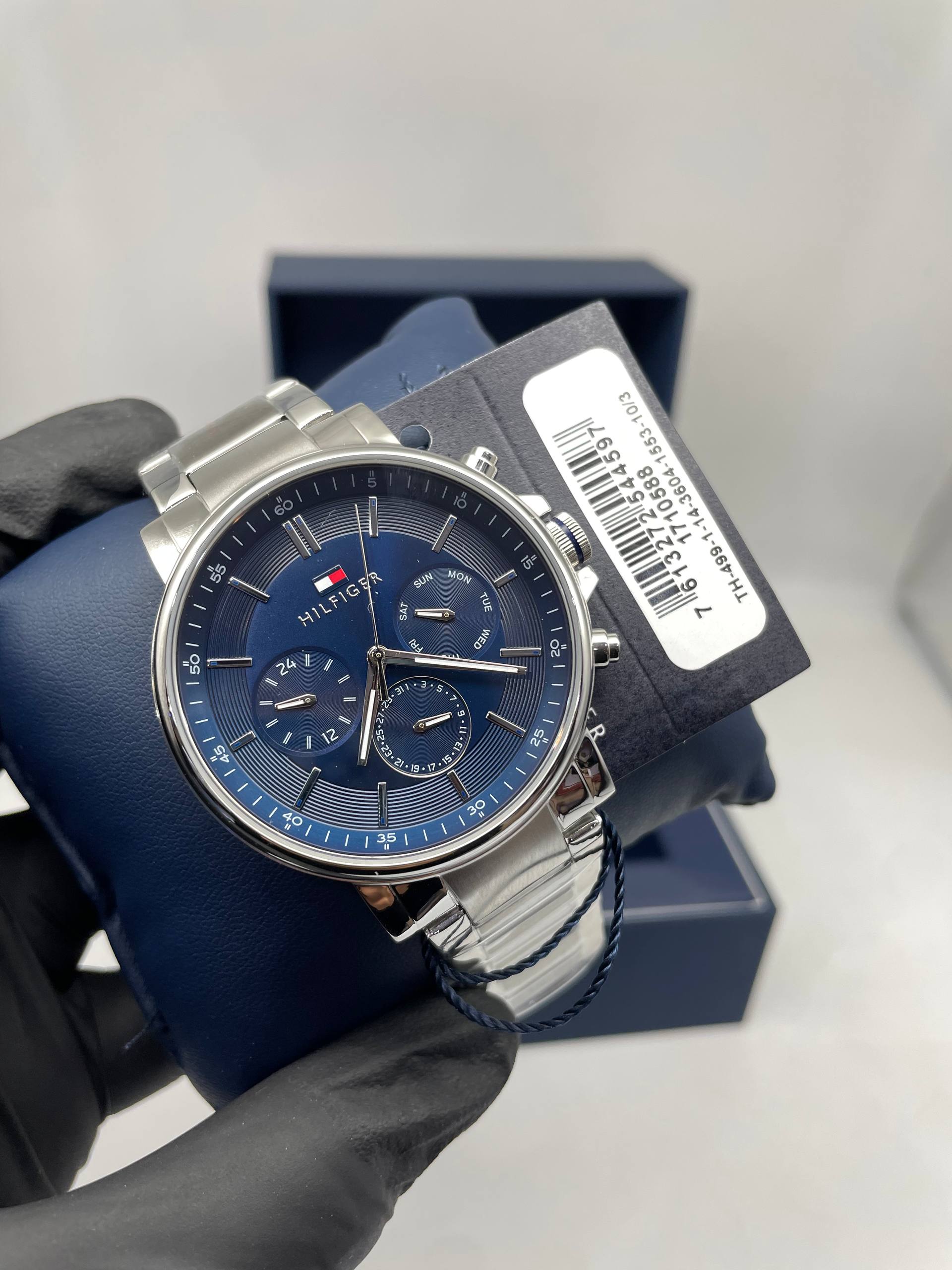 Tommy Hilfiger black red-accent chronograph watch