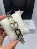 Guess two-tone crystal G-logo bracelet watch