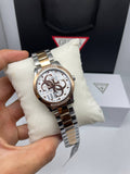 Guess two-tone rose gold crystal logo watch