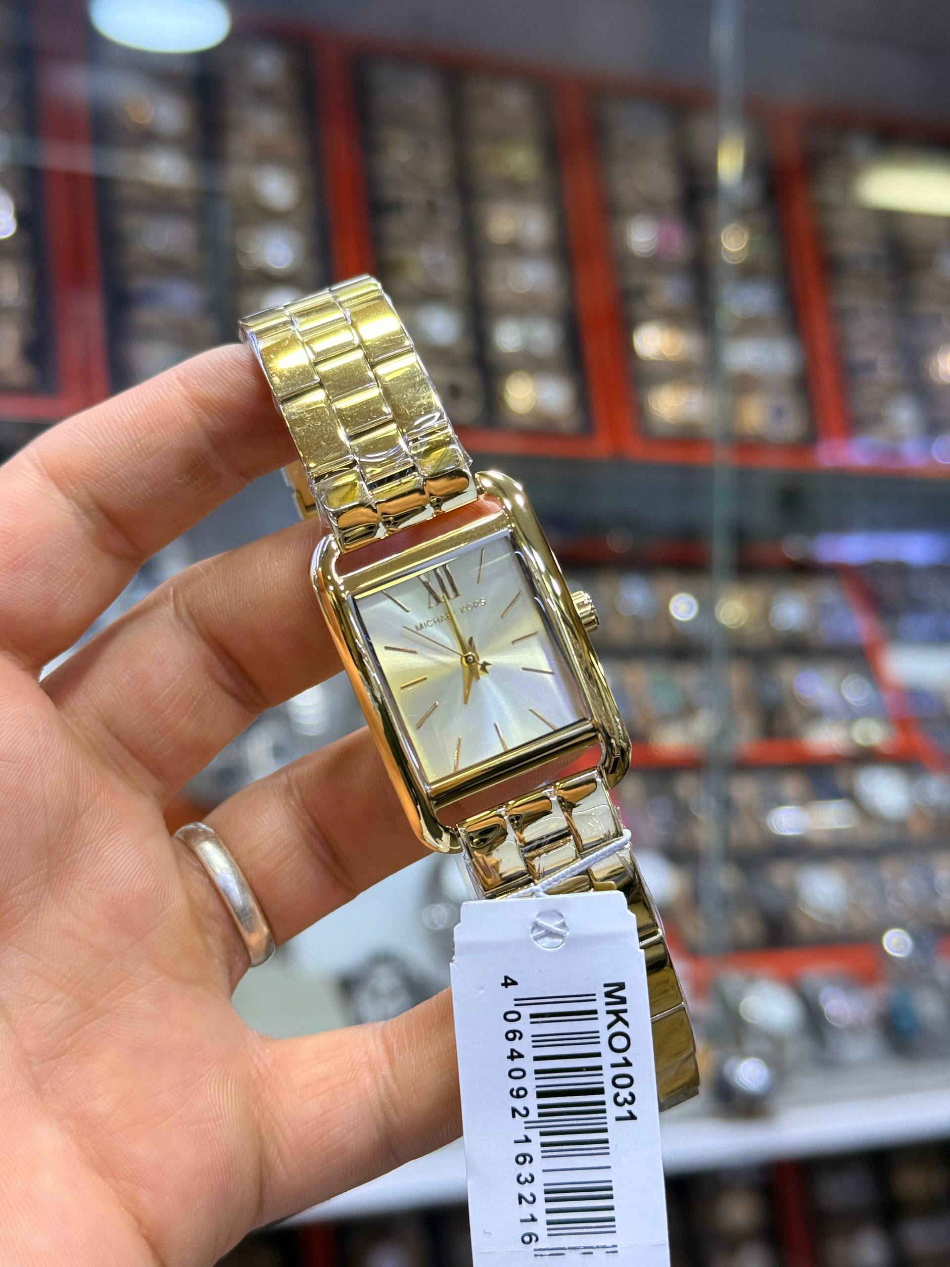 Michael Kors gold-tone rectangular dress watch