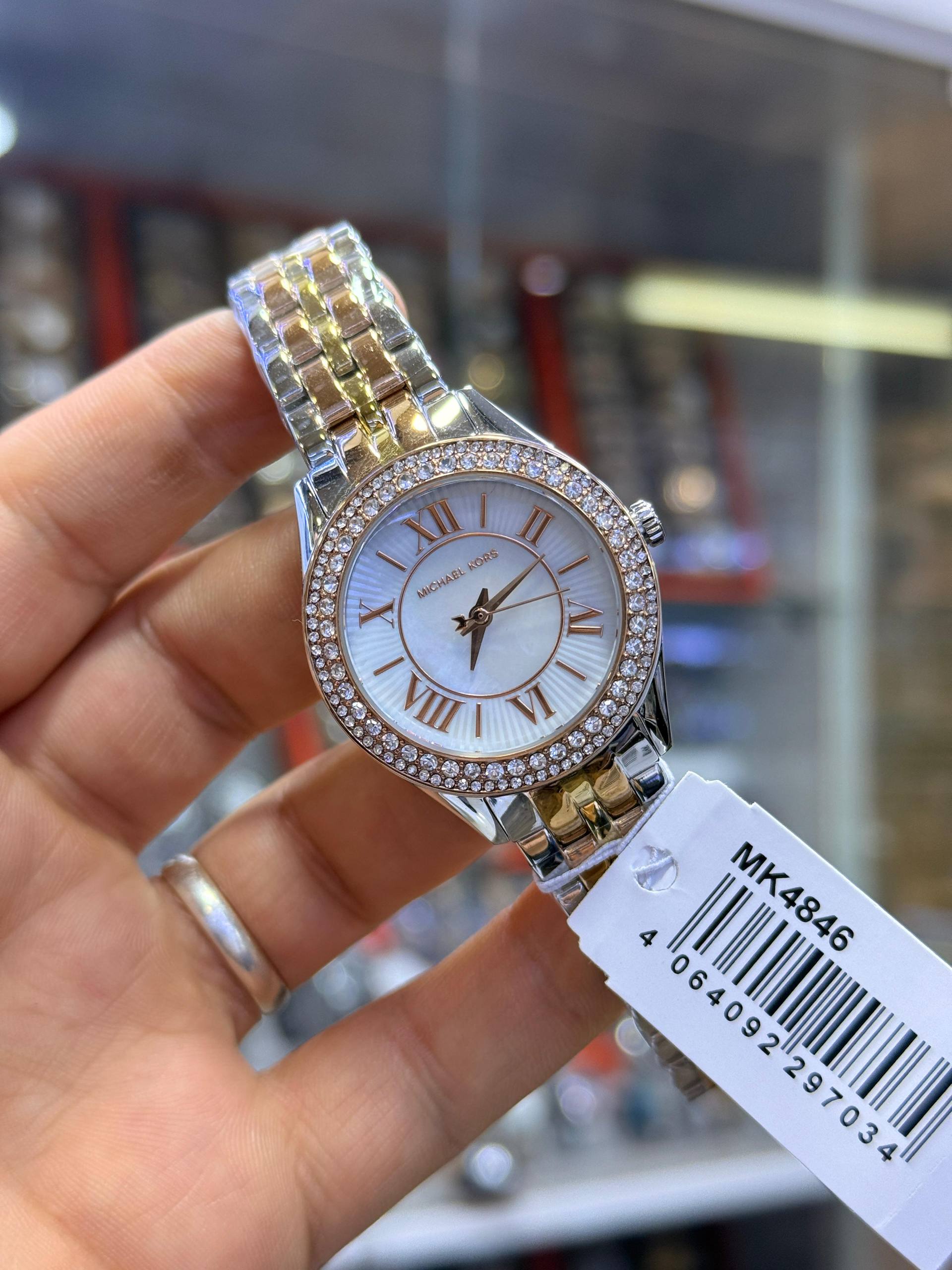 Michael Kors two-tone crystal mother-of-pearl watch